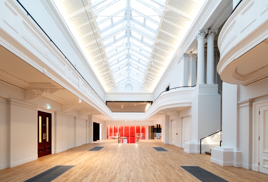 Inside one of the new display galleries looking back towards the entrance